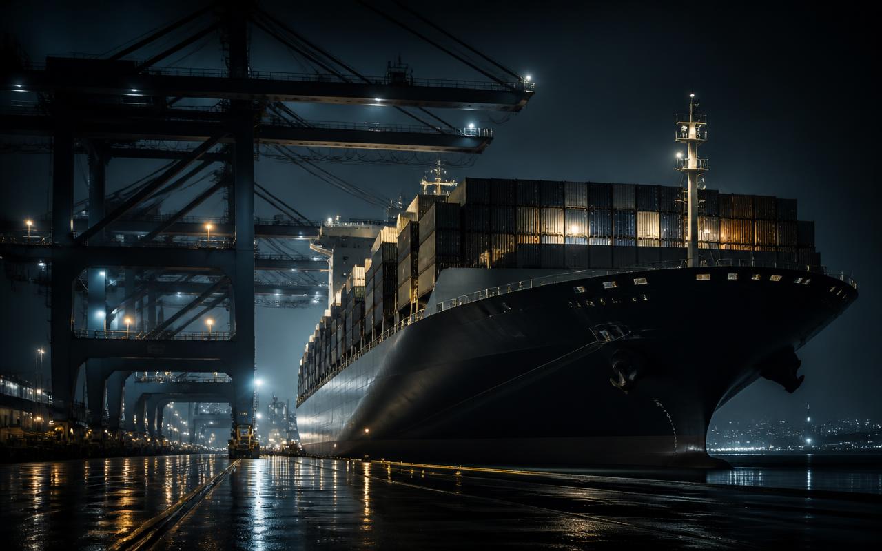 Container ship on an ocean trade lane — Shipping Square for sea freight requirements